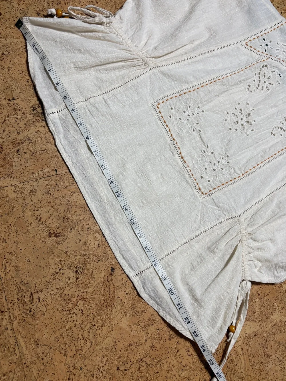 Zara Embroidered Eyelet Top With Side Lacing NWT In Ecru Sz XS